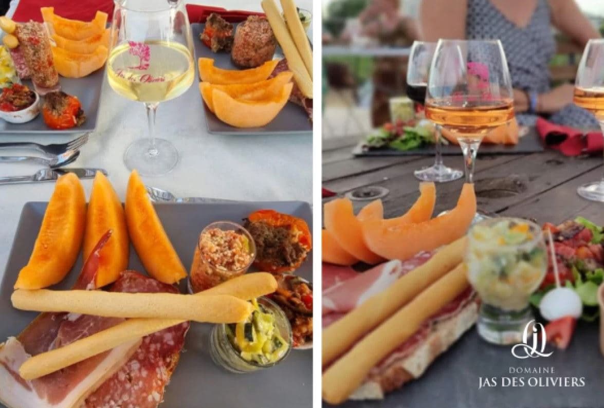 Plancha Dégustation : coucher de soleil avec vue sur les vignes